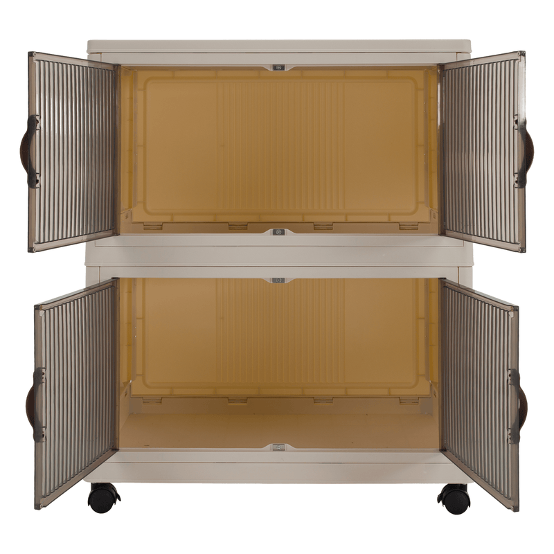 Összecsukható szekrény, fehér/barna, műanyag, POSA TYP 1