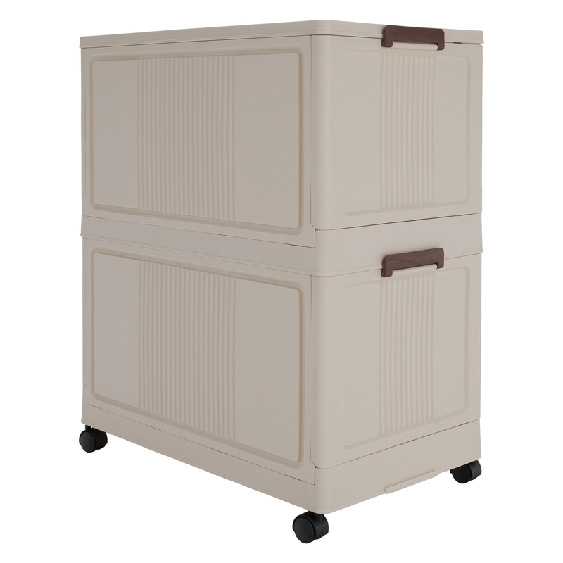 Összecsukható szekrény, fehér/barna, műanyag, POSA TYP 1