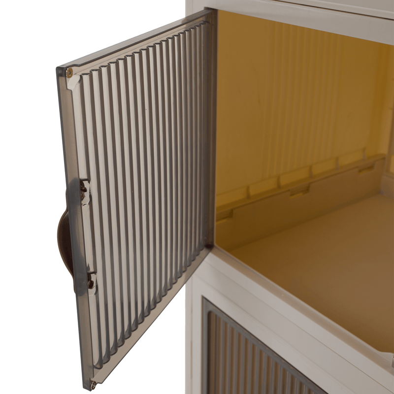 Összecsukható szekrény, fehér/barna, műanyag, POSA TYP 1