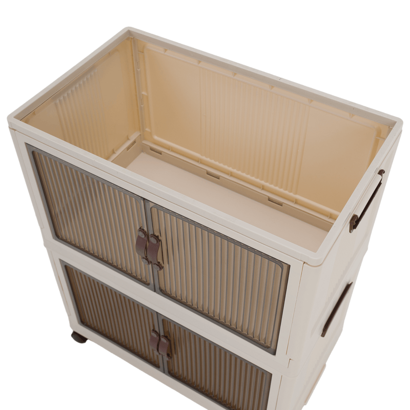 Összecsukható szekrény, fehér/barna, műanyag, POSA TYP 1