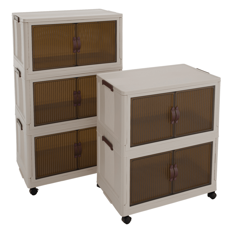 Összecsukható szekrény, fehér/barna, műanyag, POSA TYP 1