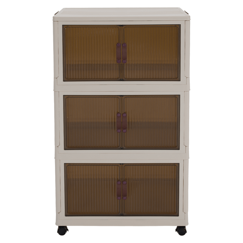 Összecsukható szekrény, fehér/barna, műanyag, POSA TYP 2