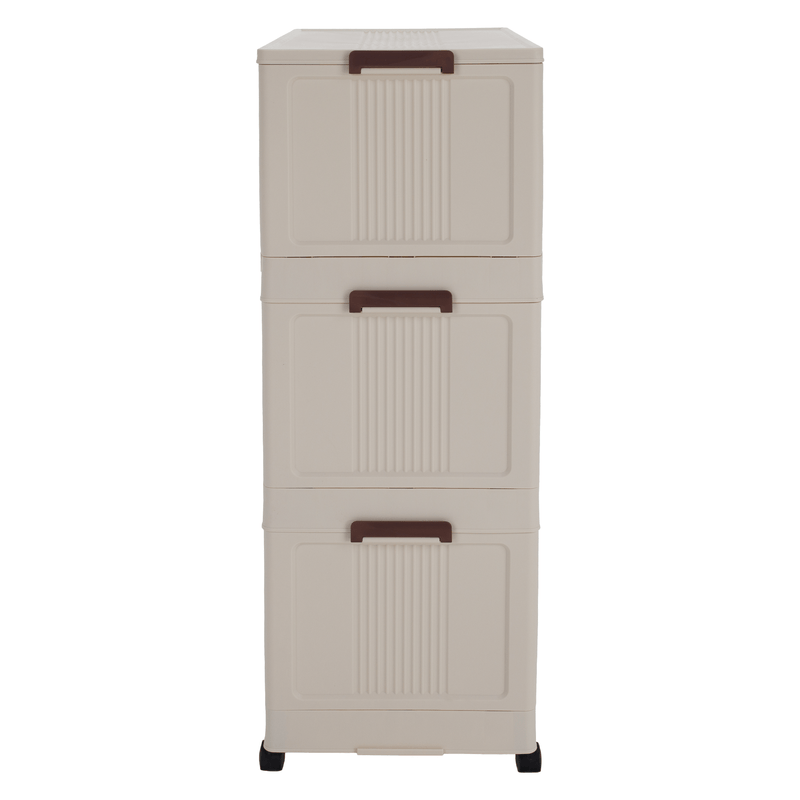 Összecsukható szekrény, fehér/barna, műanyag, POSA TYP 2