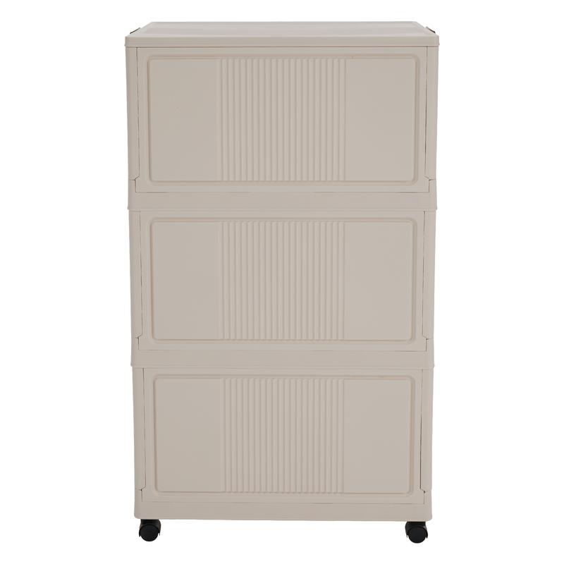 Összecsukható szekrény, fehér/barna, műanyag, POSA TYP 2