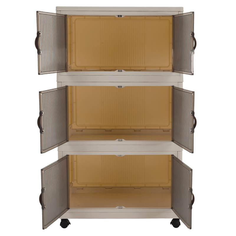 Összecsukható szekrény, fehér/barna, műanyag, POSA TYP 2