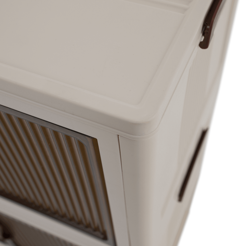 Összecsukható szekrény, fehér/barna, műanyag, POSA TYP 2