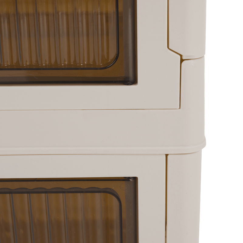 Összecsukható szekrény, fehér/barna, műanyag, POSA TYP 2