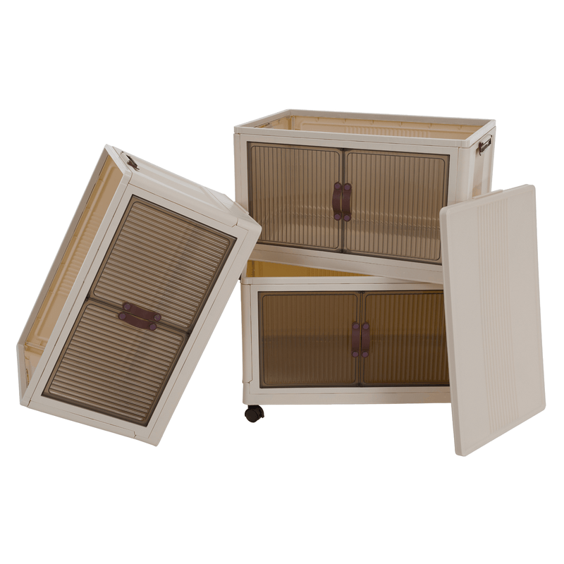 Összecsukható szekrény, fehér/barna, műanyag, POSA TYP 2