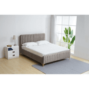 Ágy, szürkésbarna Taupe/ króm arany matt, 140x200, KAISA