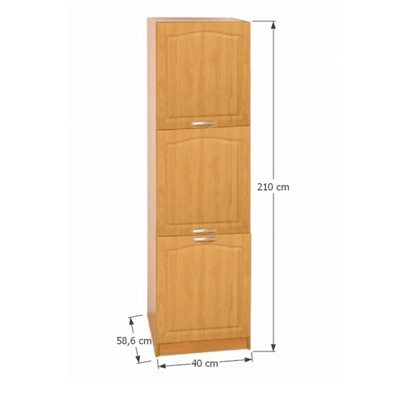 Magas konyhaszekrény, jobb, égerfa, LORA MDF NEW KLASIK S40/210/57