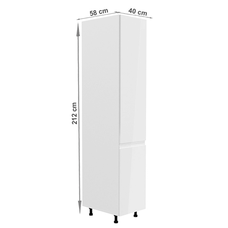 Élelmiszer szekrény, fehér/fehér extra magasfényű, jobbos, AURORA D40SP