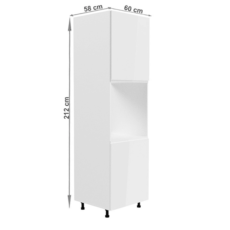 Élelmiszer szekrény, fehér/fehér extra magasfényű, jobb, AURORA D60P