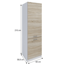 élelmiszer szekrény, tölgy sonoma/fehér, jobbos, FABIANA S - 60/210