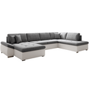 Kinyitható ülőgarnitúra, fehér/szürke, jobbos, MATAR U