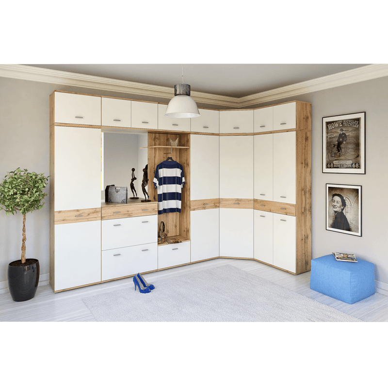 Szekrény TYP 1, wotan tölgy/fehér, CYRIL