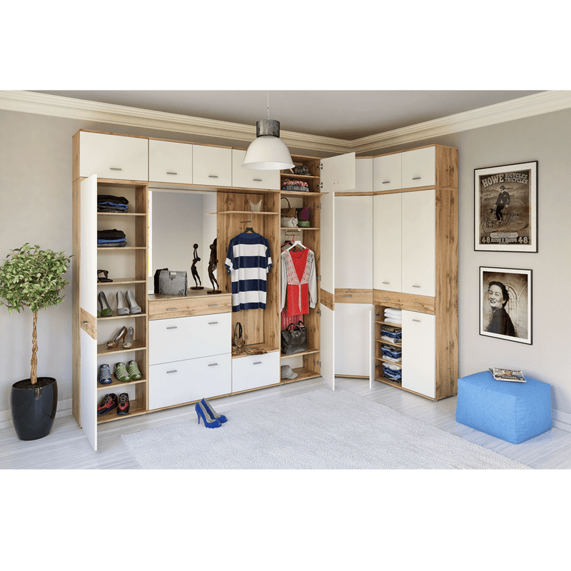 Szekrény TYP 1, wotan tölgy/fehér, CYRIL