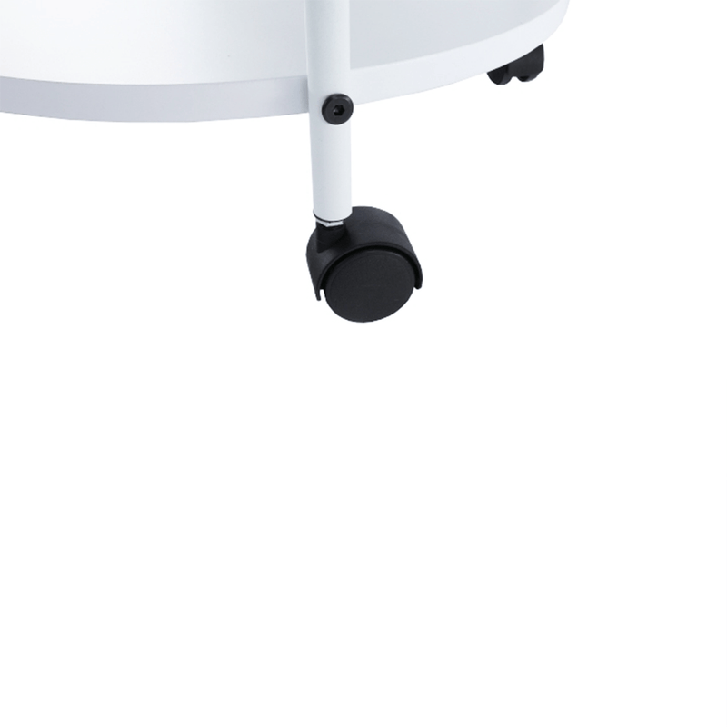 Konzolasztal Kör alakú kerekeken, fehér, DERIN