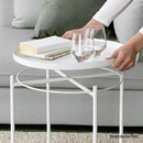 Konzolasztal Kör alakú kerekeken, fehér, DERIN