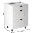 Alsószekrény három fiókkal D60S3, fehér/sosna andersen, PROVANCE