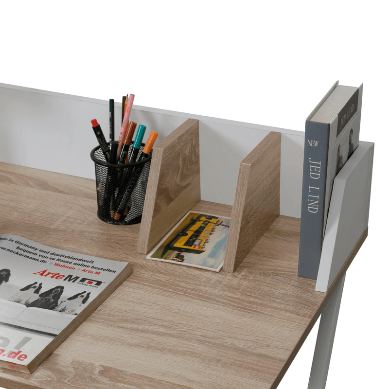 Számítógépasztal, világos tölgy/fehér, PSALMO