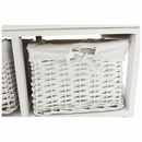 Komód, fa/vesszőfonás/szövet, fehér, RAFAELLO 9