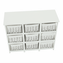 Komód, fa/vesszőfonás/szövet, fehér, RAFAELLO 9