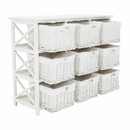 Komód, fa/vesszőfonás/szövet, fehér, RAFAELLO 9