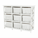 Komód, fa/vesszőfonás/szövet, fehér, RAFAELLO 9