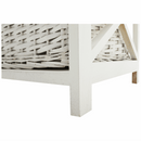 Komód, fa/vesszőfonás/szövet, fehér, RAFAELLO 9