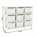 Komód, fa/vesszőfonás/szövet, fehér, RAFAELLO 9