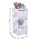 Komód, fa/vesszőfonás/szövet, fehér, RAFAELLO 3