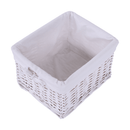 Éjjeliszekrény, fa/vesszőfonás/szövet, fehér, RAFAELLO