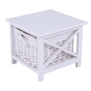 Éjjeliszekrény, fa/vesszőfonás/szövet, fehér, RAFAELLO