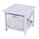 Éjjeliszekrény, fa/vesszőfonás/szövet, fehér, RAFAELLO