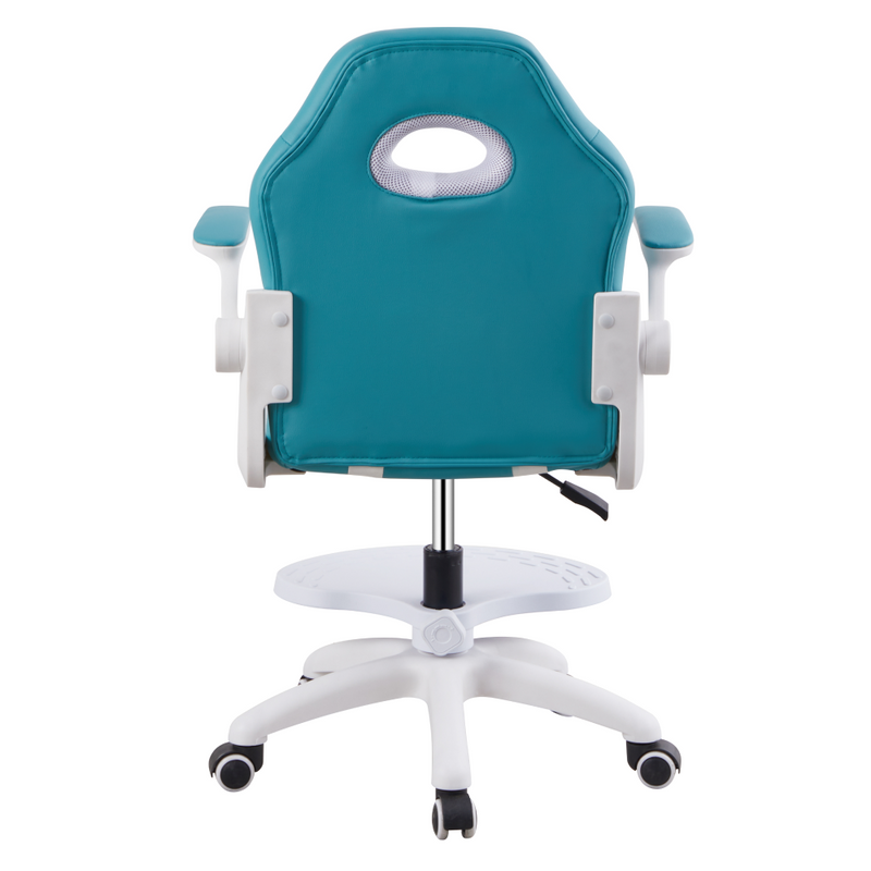 Forgószék lábtartóval, kék/fehér, RAMIL NEW