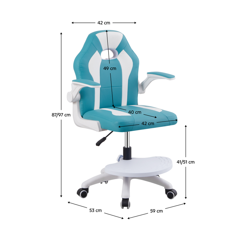 Forgószék lábtartóval, kék/fehér, RAMIL NEW