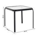 Kerti kisasztal, fekete acél/edzett üveg, RAMOL