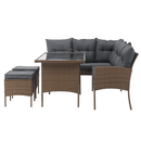 Kerti rattan szett, természetes/világosszürke, RANDI