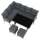 Kerti rattan szett, természetes/világosszürke, RANDI