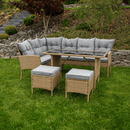 Kerti rattan szett, természetes/világosszürke, RANDI