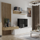 Nappali fal, fehér/artisan tölgy, REBEKA PLUS