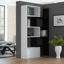 Többfunkciós könyvespolc, fehér/fekete, ASTA