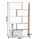 Többfunkciós könyvespolc, fehér/tölgy sonoma, ASTA