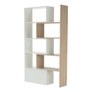 Többfunkciós könyvespolc, fehér/tölgy sonoma, ASTA