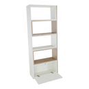 Többfunkciós könyvespolc, fehér/tölgy sonoma, ASTA