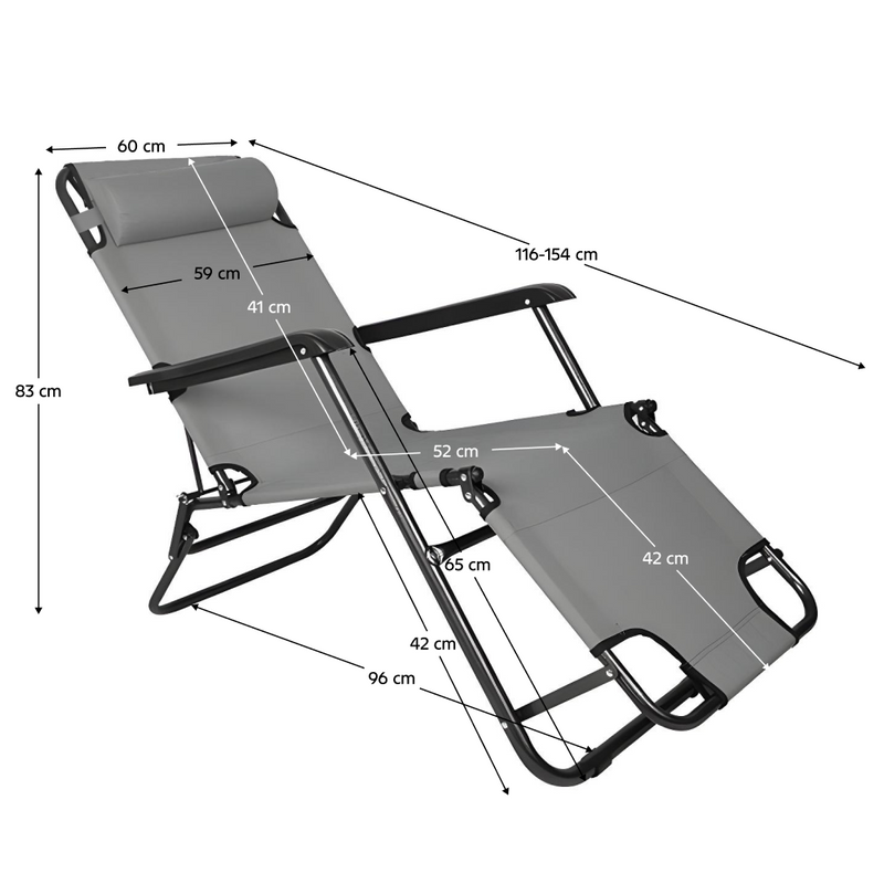 Kerti állítható szék, szürke, REGED