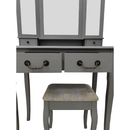 Fésülködő asztal zsámollyal, szürke/ezüst, REGINA NEW