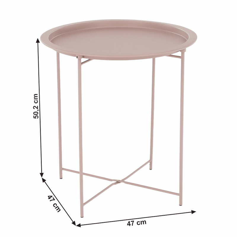Kisasztal levehető tálcával, nude rózsaszín, RENDER