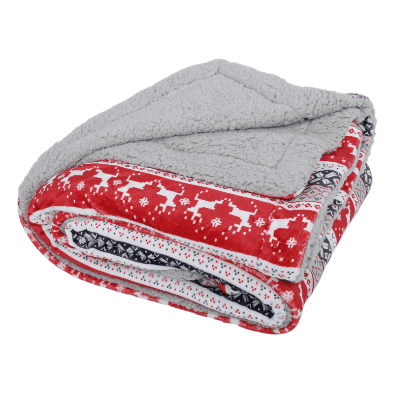 Kétoldalas bárány takaró, téli motívum, 150x200, RENIFE