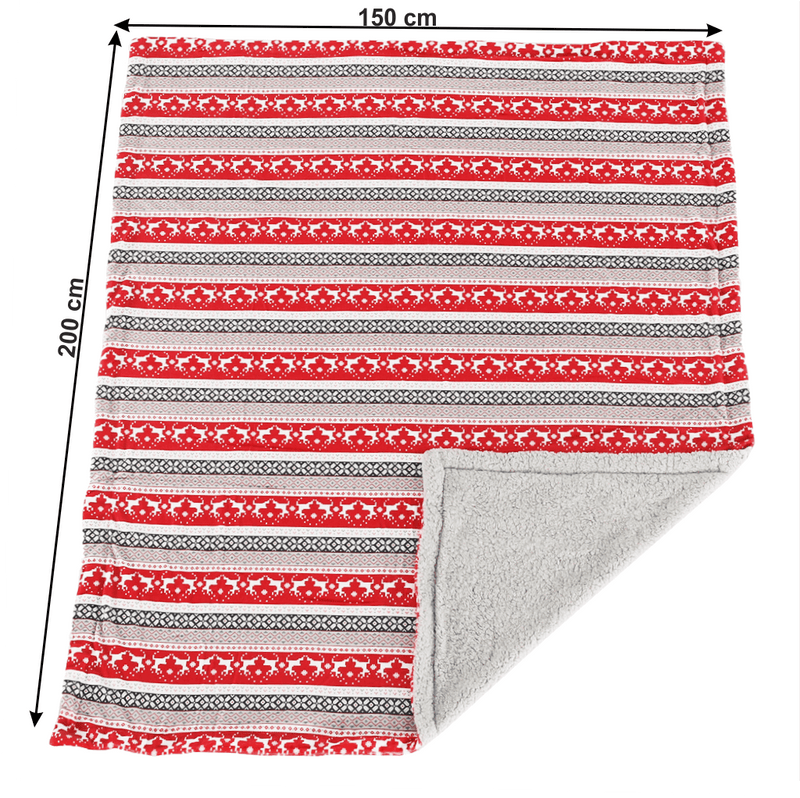 Kétoldalas bárány takaró, téli motívum, 150x200, RENIFE